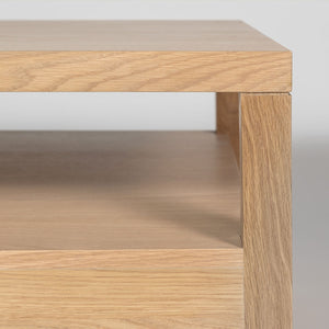 Hara Coffee Table in natural oak with drawer and brushed gold hardware | InSTYLE Home & Rugs
