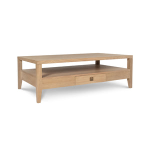 Hara Coffee Table in natural oak with drawer and brushed gold hardware | InSTYLE Home & Rugs