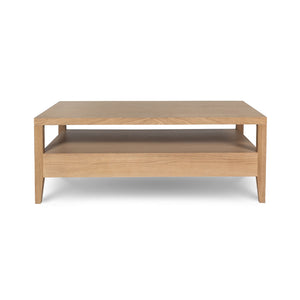 Hara Coffee Table in natural oak with drawer and brushed gold hardware | InSTYLE Home & Rugs