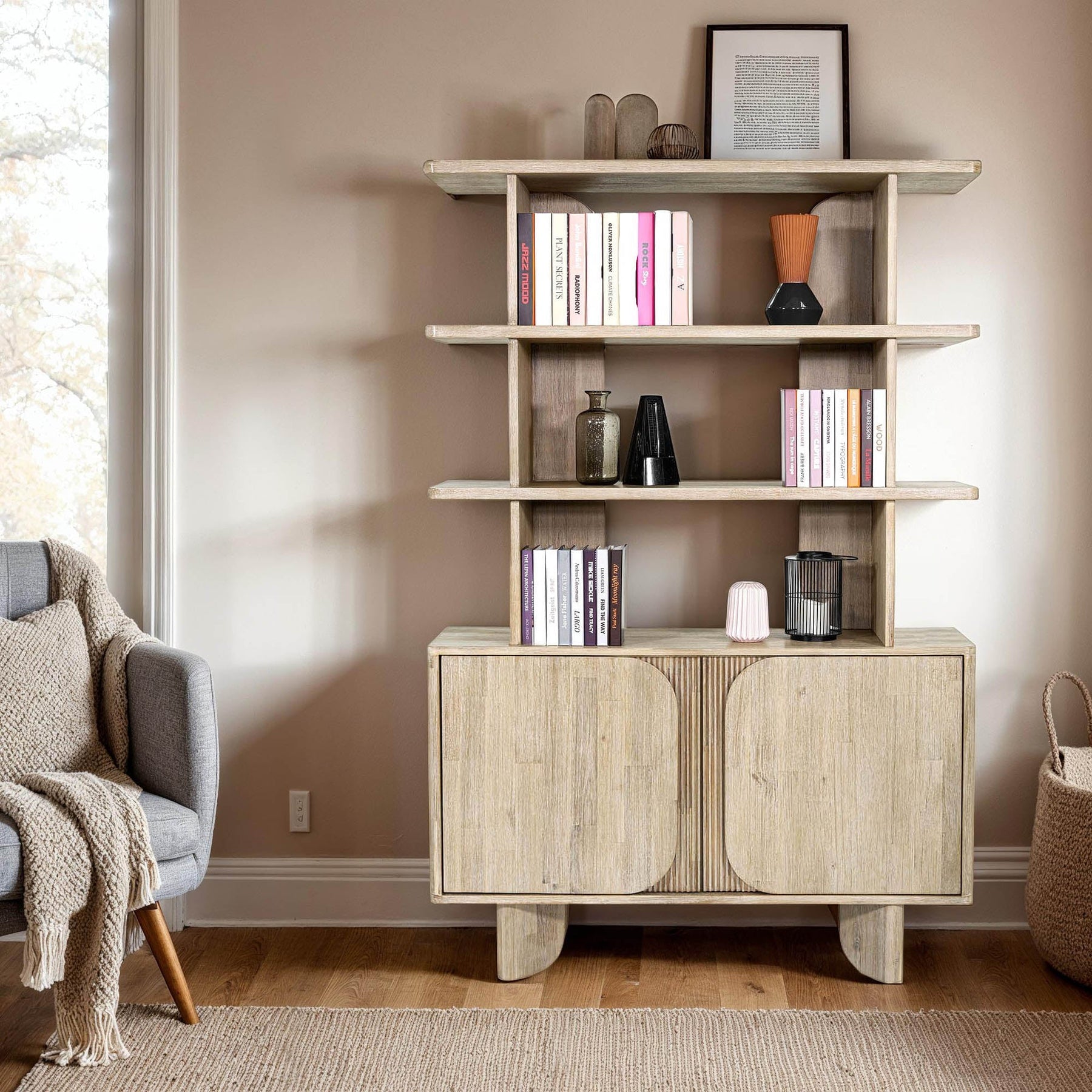 Haru Bookcase - wooden bookcases with multiple shelves for ample storage | Image 2 | InSTYLE Home & Rugs