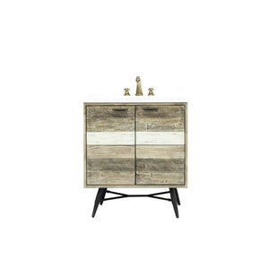 Metro Havana Vanity W31 inch in Solid Acacia Wood and Metal with White Basin - | Image 2 | InSTYLE Home & Rugs