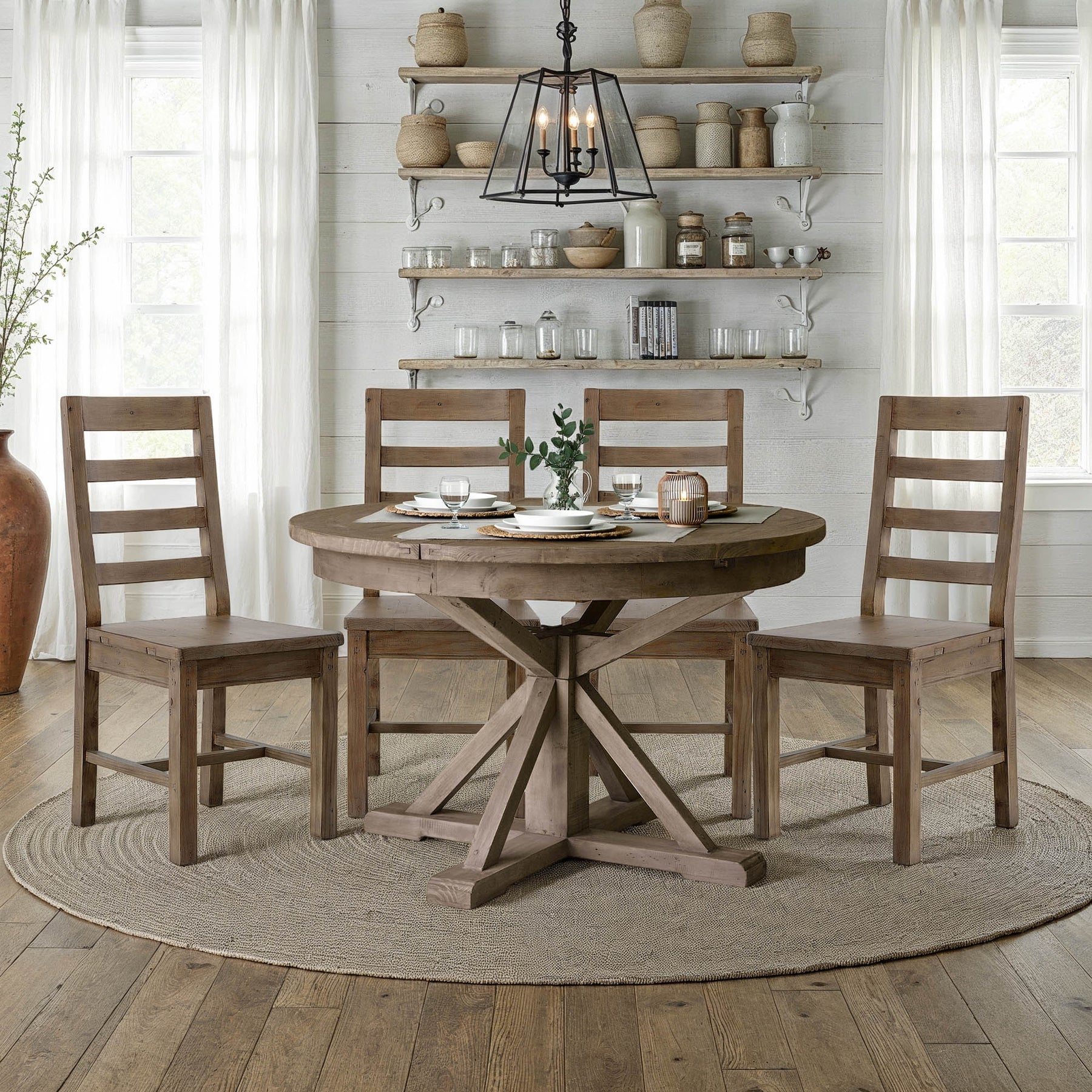 Irish Coast Round 47/63" Extension Dining Table - stylish chairs for any table | Image 2 | InSTYLE Home & Rugs