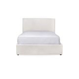 Julia Bed — Light Fawn Upholstered Bed - upholstered bed in soft light fawn fabric with cocoa undertones | Image 1 | InSTYLE Home & Rugs