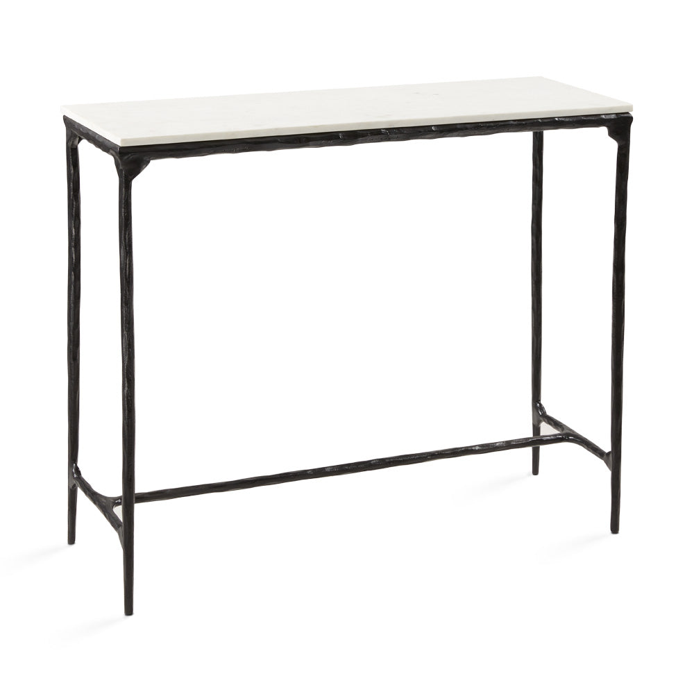 Ramona Aluminum Console Table White Marble Black Frame | InSTYLE Home & Rugs