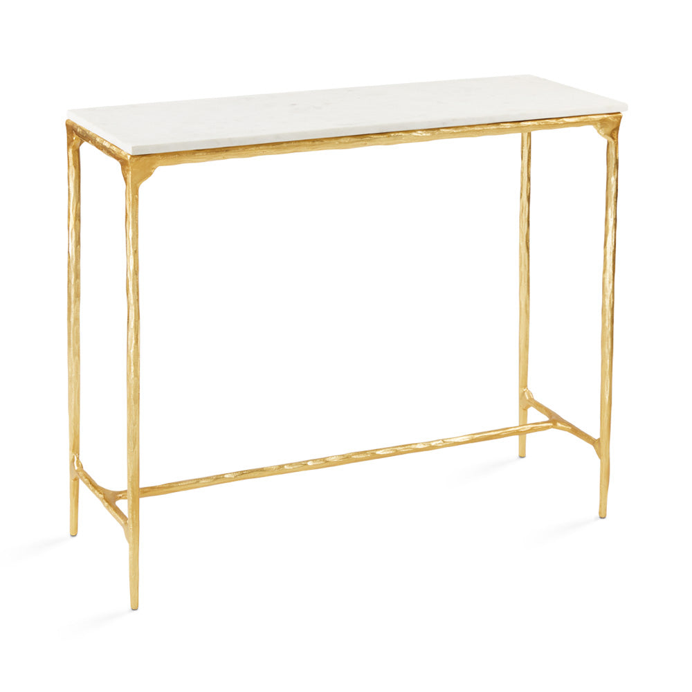 Ramona Aluminum Console Table White Marble Gold Frame | InSTYLE Home & Rugs