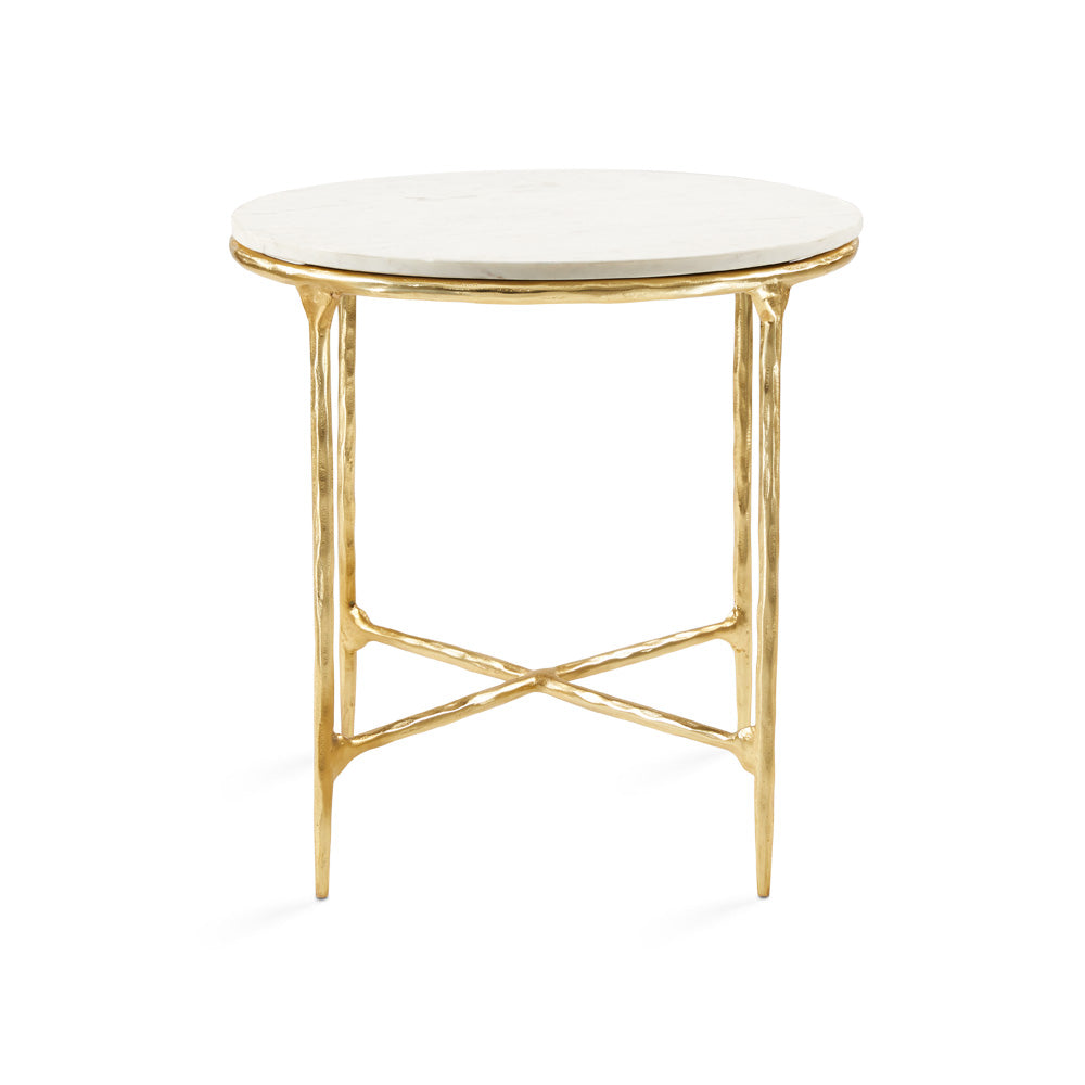 Ramona Aluminium Side Table White Marble Gold Frame - modern white & gold side table | Image 1 | InSTYLE Home & Rugs