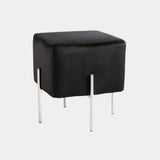 KUBE S Ottoman Black Velvet chrome legs | InSTYLE Home & Rugs