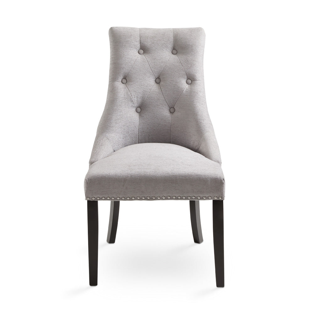 RIMZY Dining chair Tufted Elizabeth Platinum w/ silver Hobnail | InSTYLE Home & Rugs