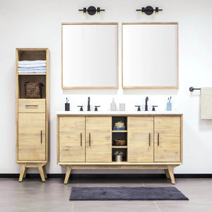 Gia Mirror W28 inch in Solid Acacia Frame - modern mirror with sleek design for contemporary interiors | Image 4 | InSTYLE Home & Rugs