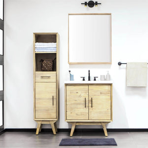 Gia Mirror W28 inch in Solid Acacia Frame - modern mirror with sleek design for contemporary interiors | Image 5 | InSTYLE Home & Rugs