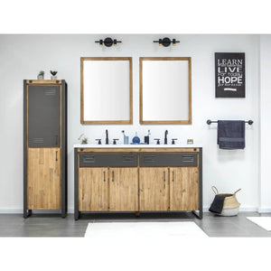 Irondale Vanity W61 in Solid Acacia Wood and Metal with White Basin - | Image 2 | InSTYLE Home & Rugs