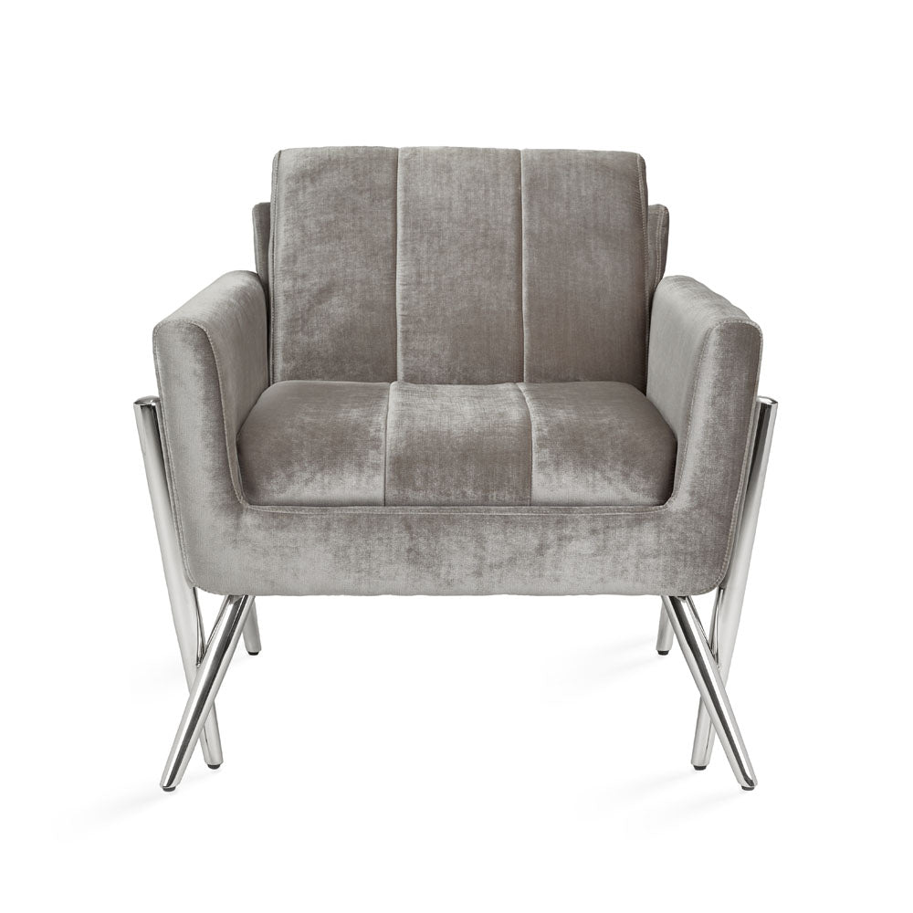 MORGAN Lounge chair GY-AC-8112 E-Grey Velvet - modern accent chair with comfortable cushioning and sleek design | Image 2 | InSTYLE Home & Rugs