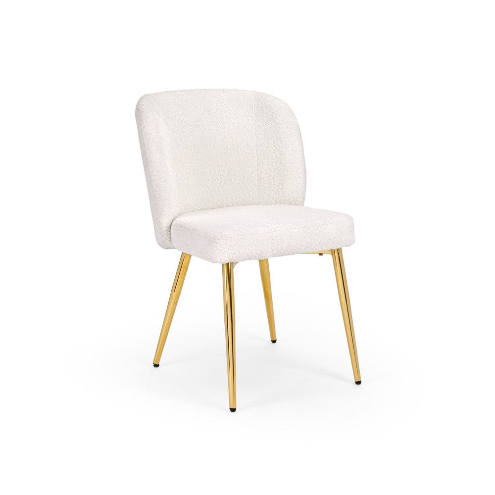 Fortina Dining Chair GY-DC-801GMORGAN Fabrics Fur (Oslo Ivory)With Gold Legs - elegant seating for dining areas | Image 1 | InSTYLE Home & Rugs