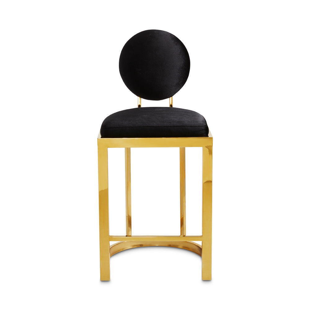 MILANA Counter Stool Black velvet Polished Gold o laser cut | InSTYLE Home & Rugs