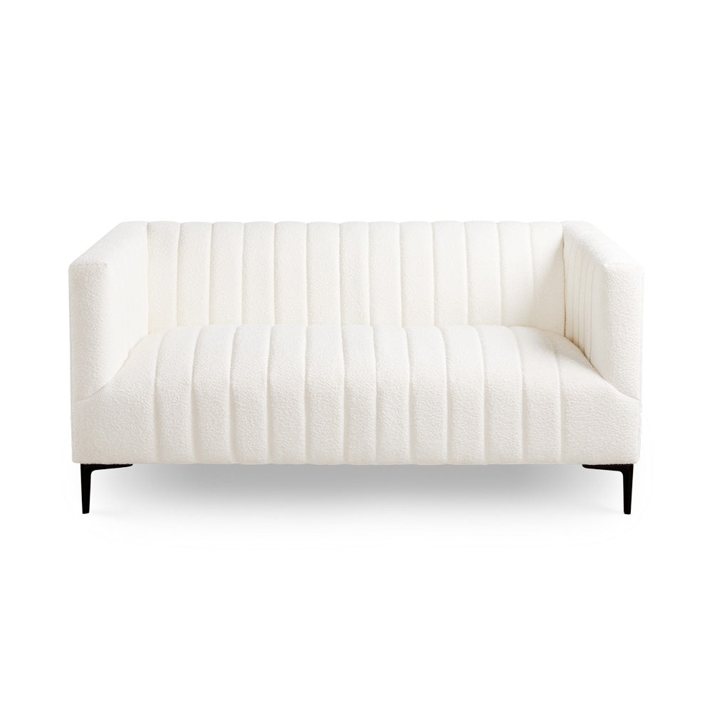 FLORIAN Loveseat Boucle Fur Fabric Black Legs - modern black loveseat | Image 1 | InSTYLE Home & Rugs