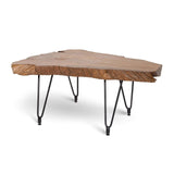 Natura Hairpin Coffee Table — Live-Edge Teak with Hairpin Legs - live-edge solid teak coffee table with mid-century hairpin legs | Image 1 | InSTYLE Home & Rugs