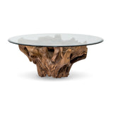 Natura Round Root Coffee Table — Teak Root with Glass Top - upcycled teak-root coffee table with a tempered glass top | Image 1 | InSTYLE Home & Rugs