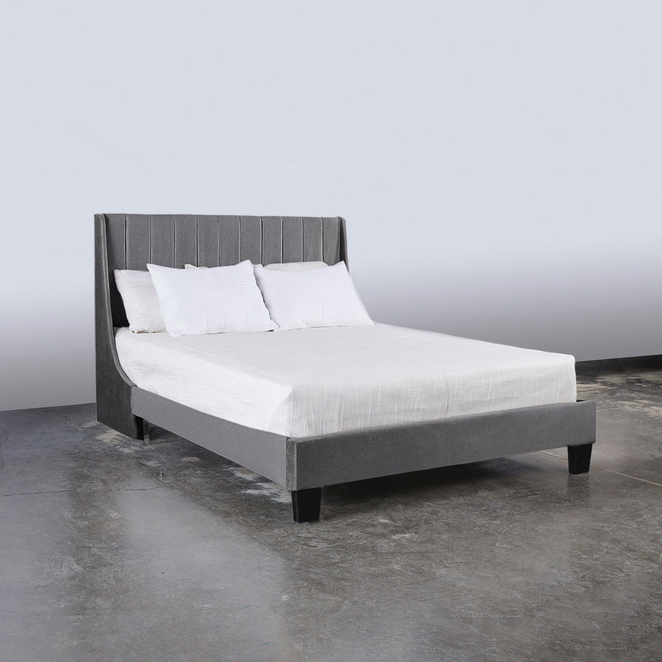 JULIUS Bed Queen Slate linen fabric - modern slate bed | Image 1 | InSTYLE Home & Rugs