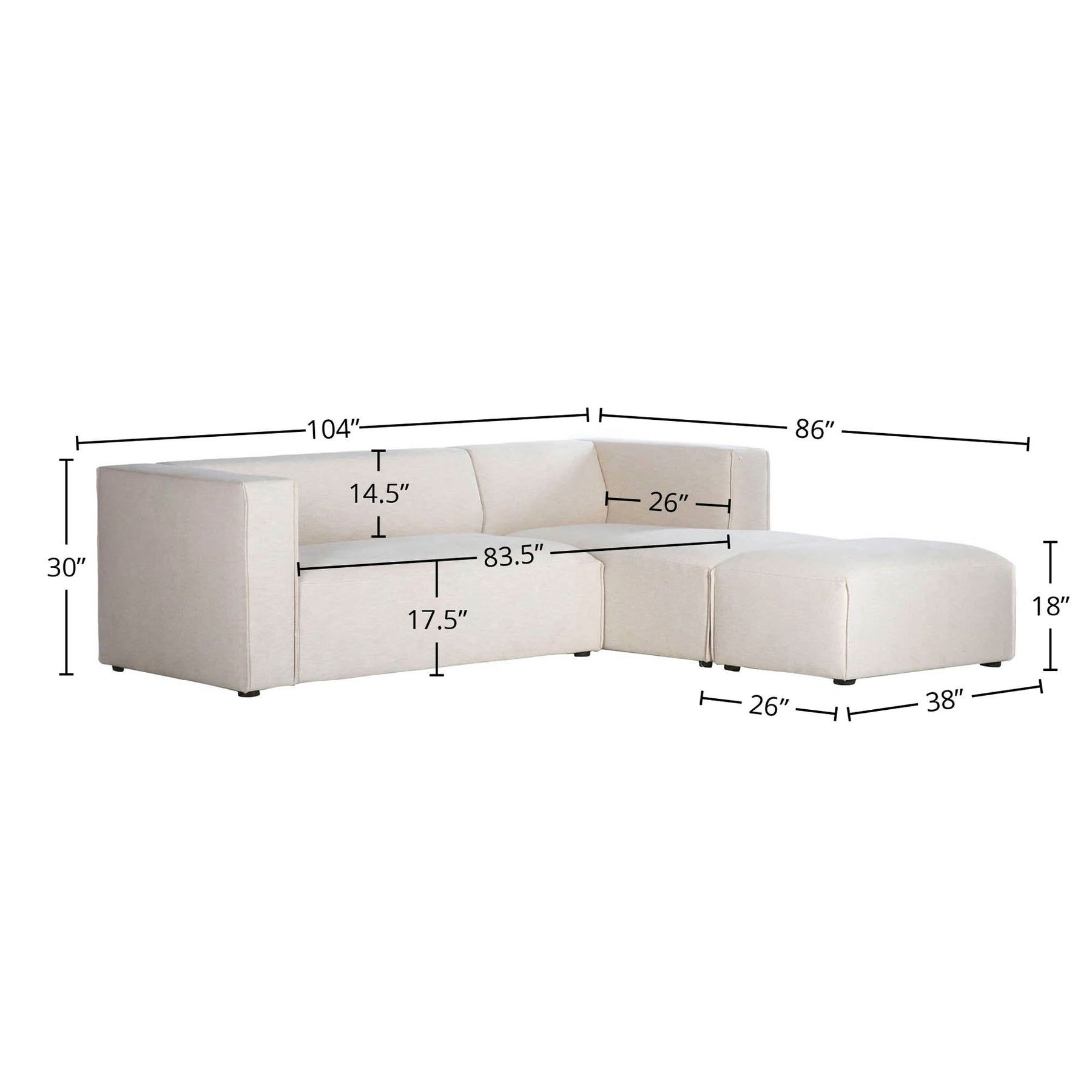 Premium Small Right Modular Sectional w/ Ottoman - comfortable ottoman for any room | Image 4 | InSTYLE Home & Rugs