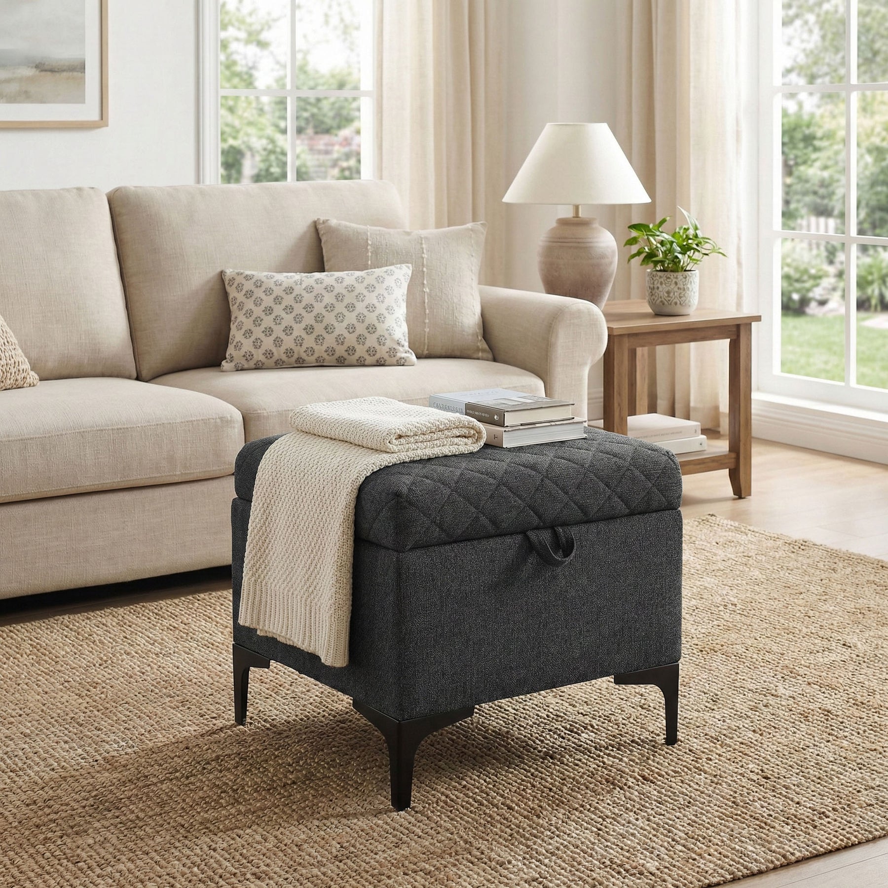 Reece Storage Ottoman - comfortable ottoman for any room | Image 2 | InSTYLE Home & Rugs