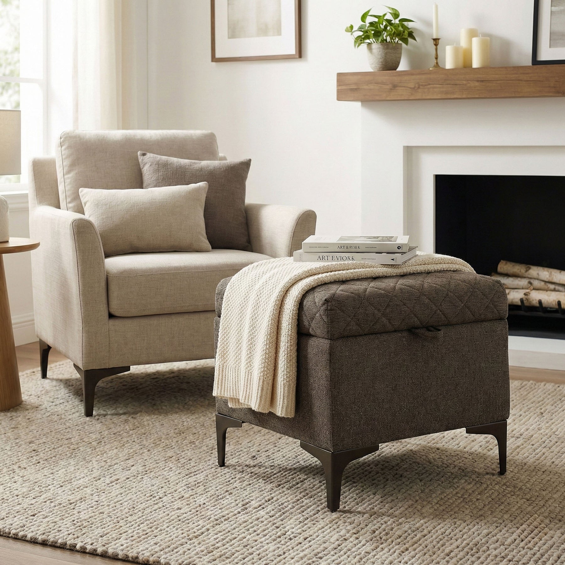 Reece Storage Ottoman - chic ottoman for living rooms | Image 2 | InSTYLE Home & Rugs