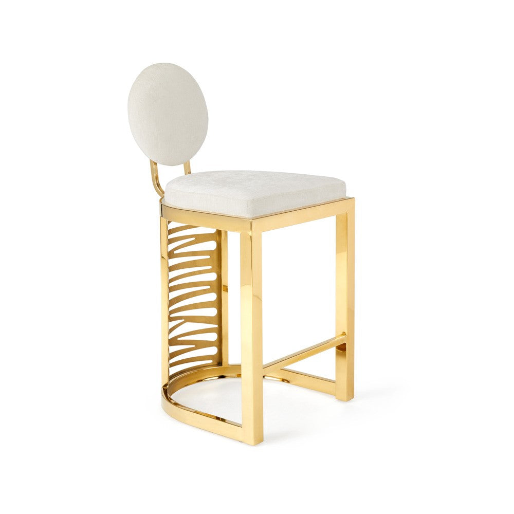 MILAN Counter Stool Morgan Ivory Polished Gold | InSTYLE Home & Rugs