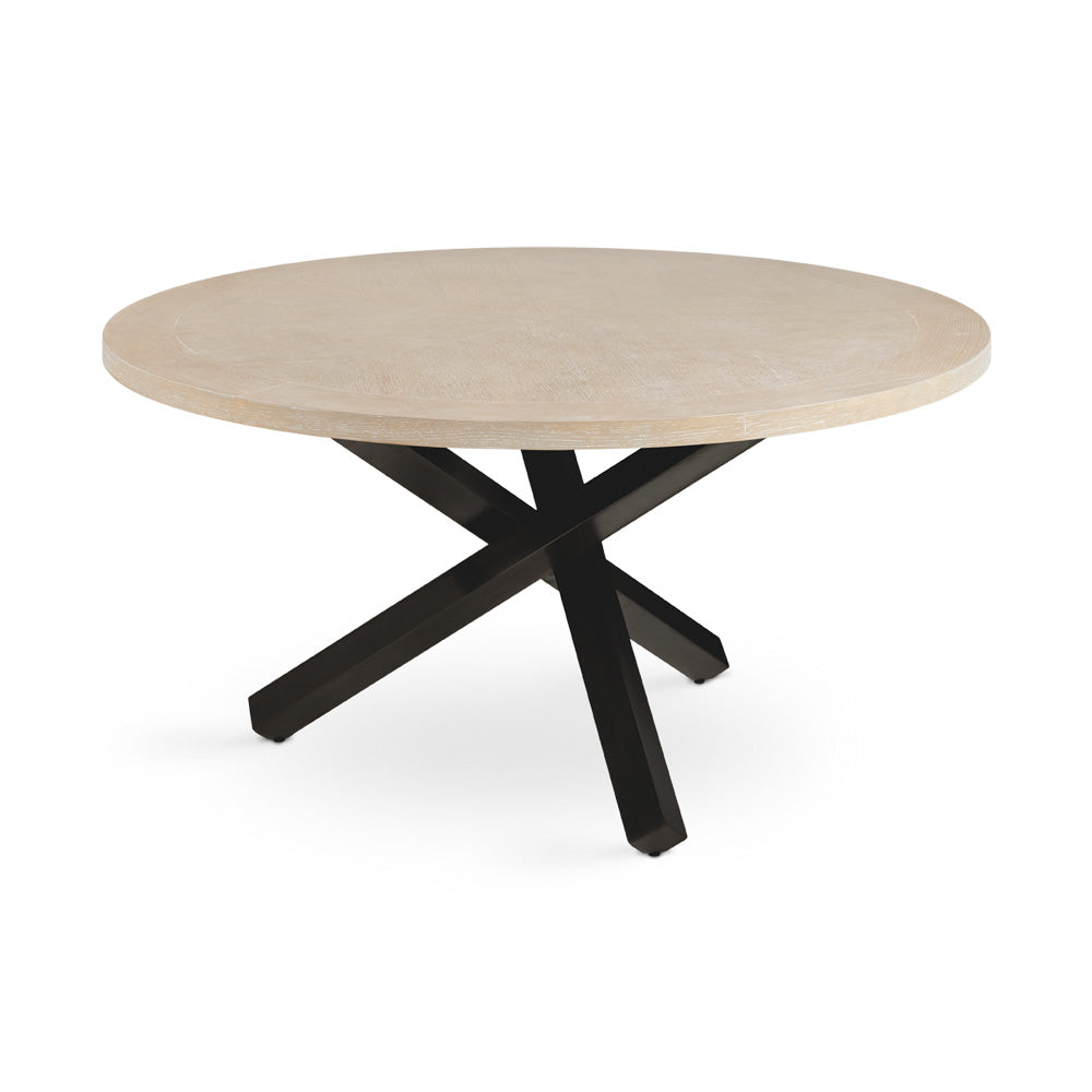 RODNEY Dining Table Oak Veneer Top Black Legs - modern black & oak dining chair | Image 1 | InSTYLE Home & Rugs