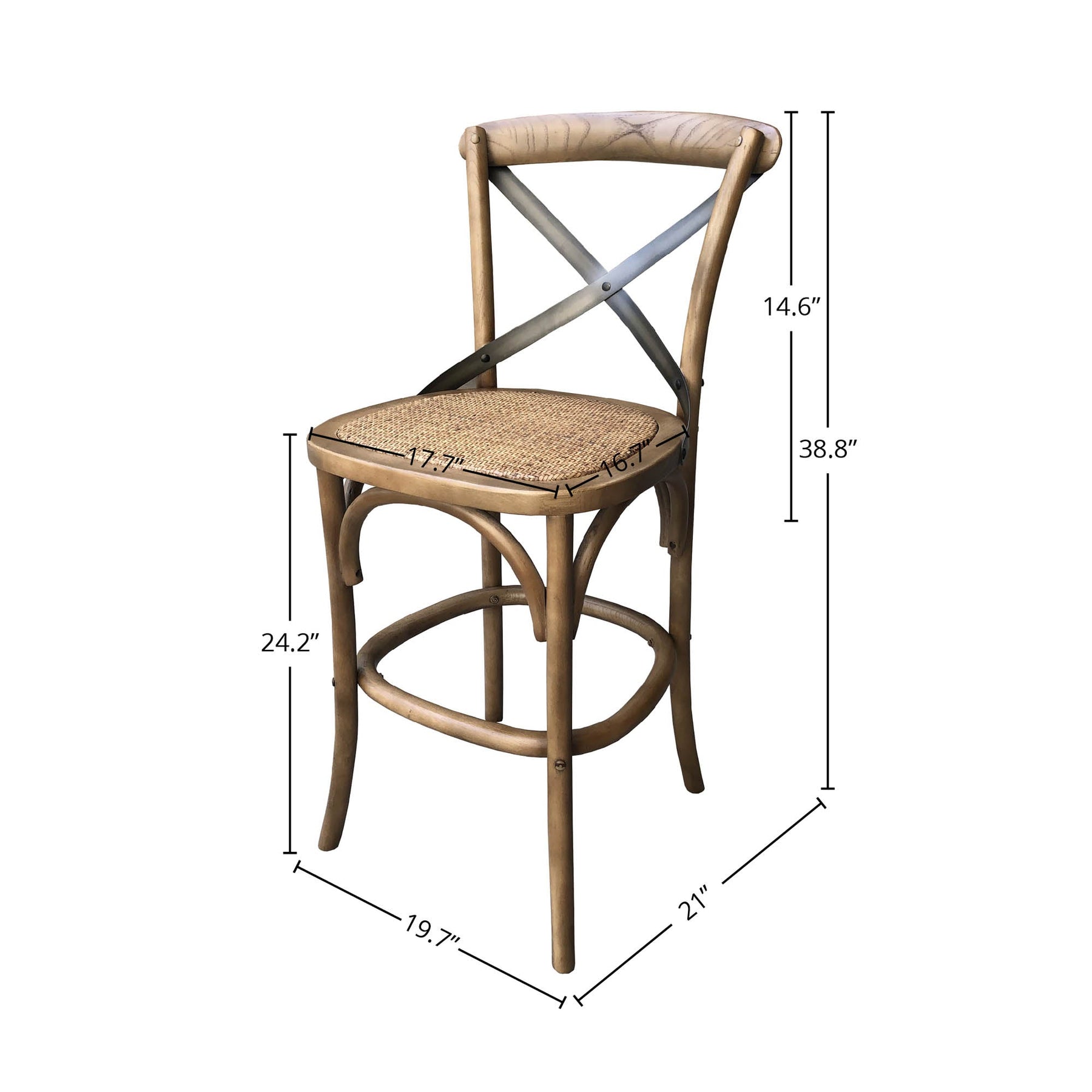 Cross Back Fixed Counter Stool - sleek stools for kitchen bars | Image 3 | InSTYLE Home & Rugs