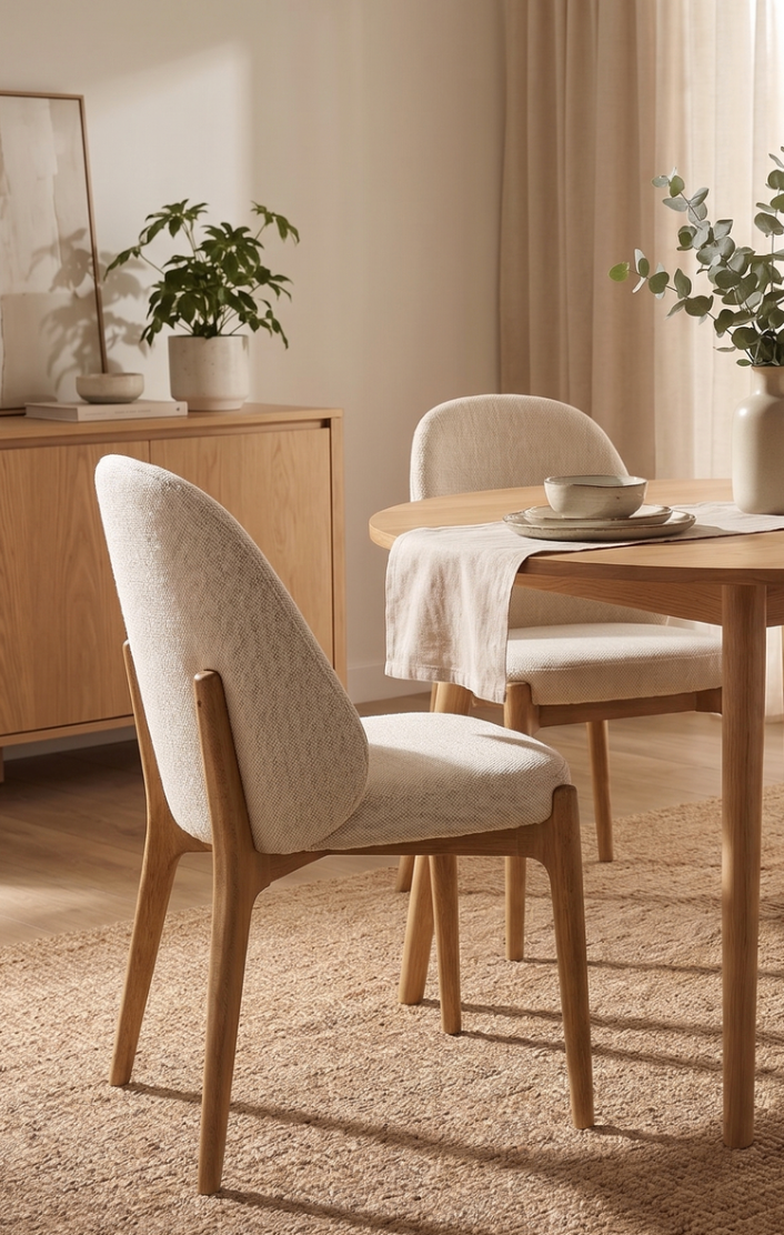 LIVERPOOL Dining Chair GY-DC-1775 Ivory fabric Natural walnut finish wood finish - comfortable dining experience | Image 1 | InSTYLE Home & Rugs