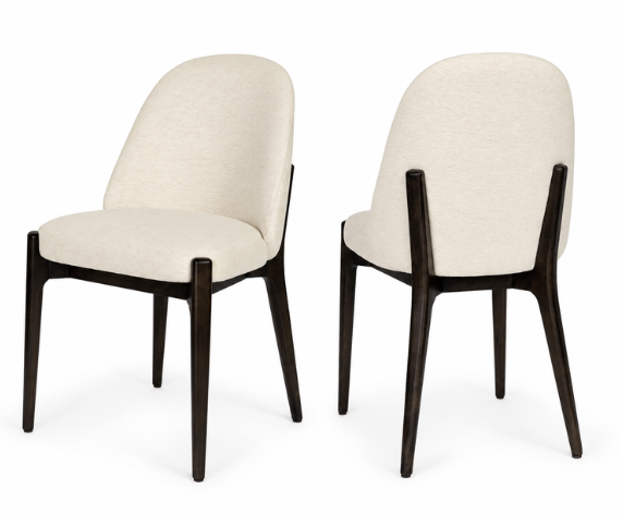 LIVERPOOL Dining Chair GY-DC-1775 Ivory fabric Dark walnut wood finish - comfortable dining experience | Image 1 | InSTYLE Home & Rugs