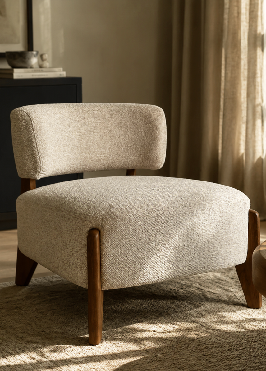 ROWAN Lounge Chair GY-AC-7271 Beige fabric - stylish lounge chairs for any room | Image 3 | InSTYLE Home & Rugs