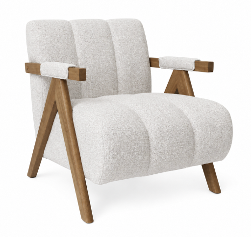 HESTER Accent Chair GY-AC-7250A1 Oatmeal fabric - modern accent chair with comfortable cushioning and sleek design | Image 1 | InSTYLE Home & Rugs