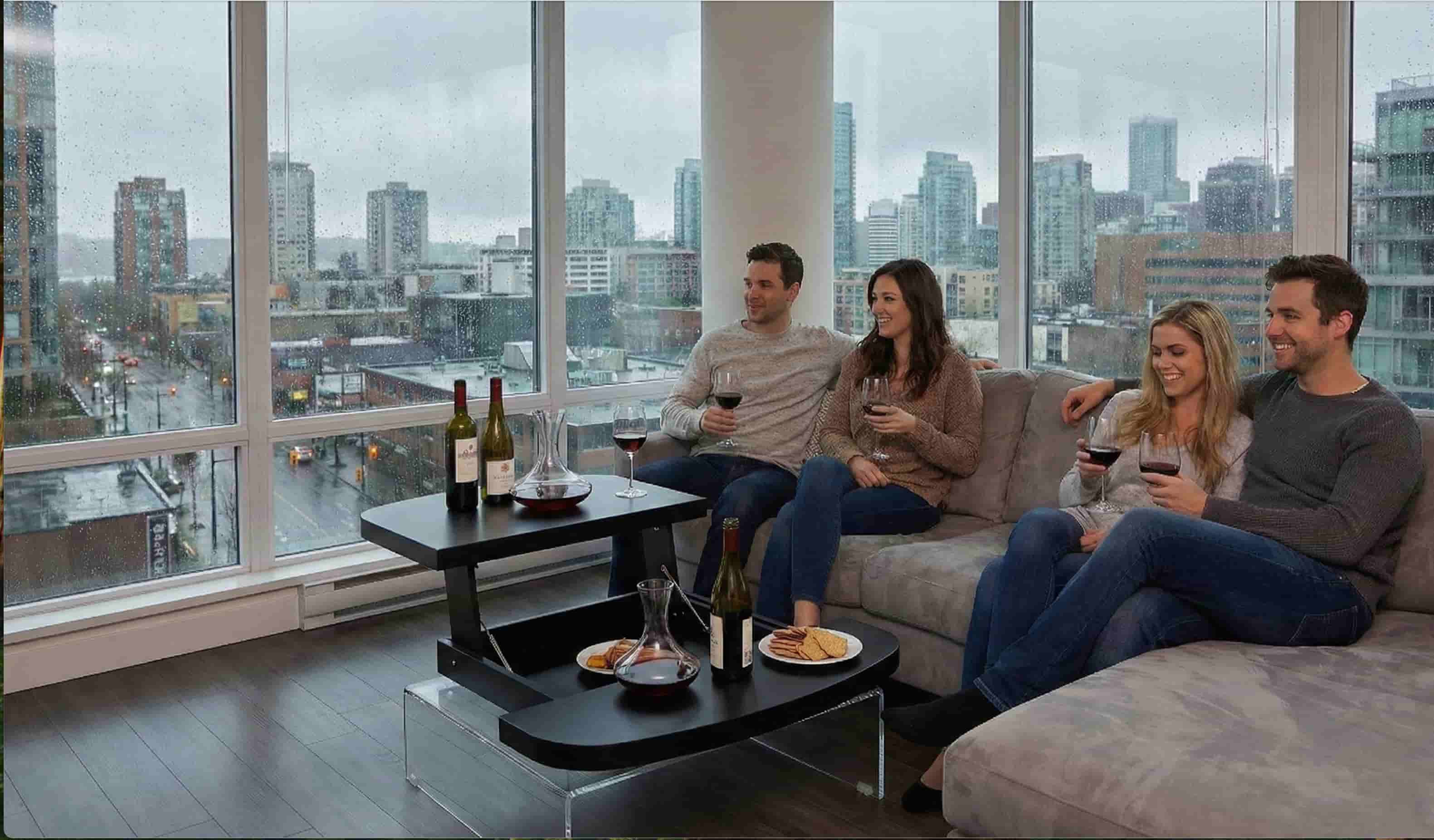 Action Lift-Top Coffee Table — Black Convertible Coffee Table - black lift-top coffee table that converts to a work or dining surface | Image 5 | InSTYLE Home & Rugs