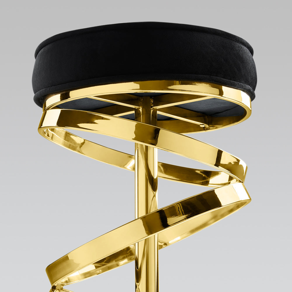 GLAM BAR stool Java-chocolate Polished gold frame - modern gold stool | Image 1 | InSTYLE Home & Rugs
