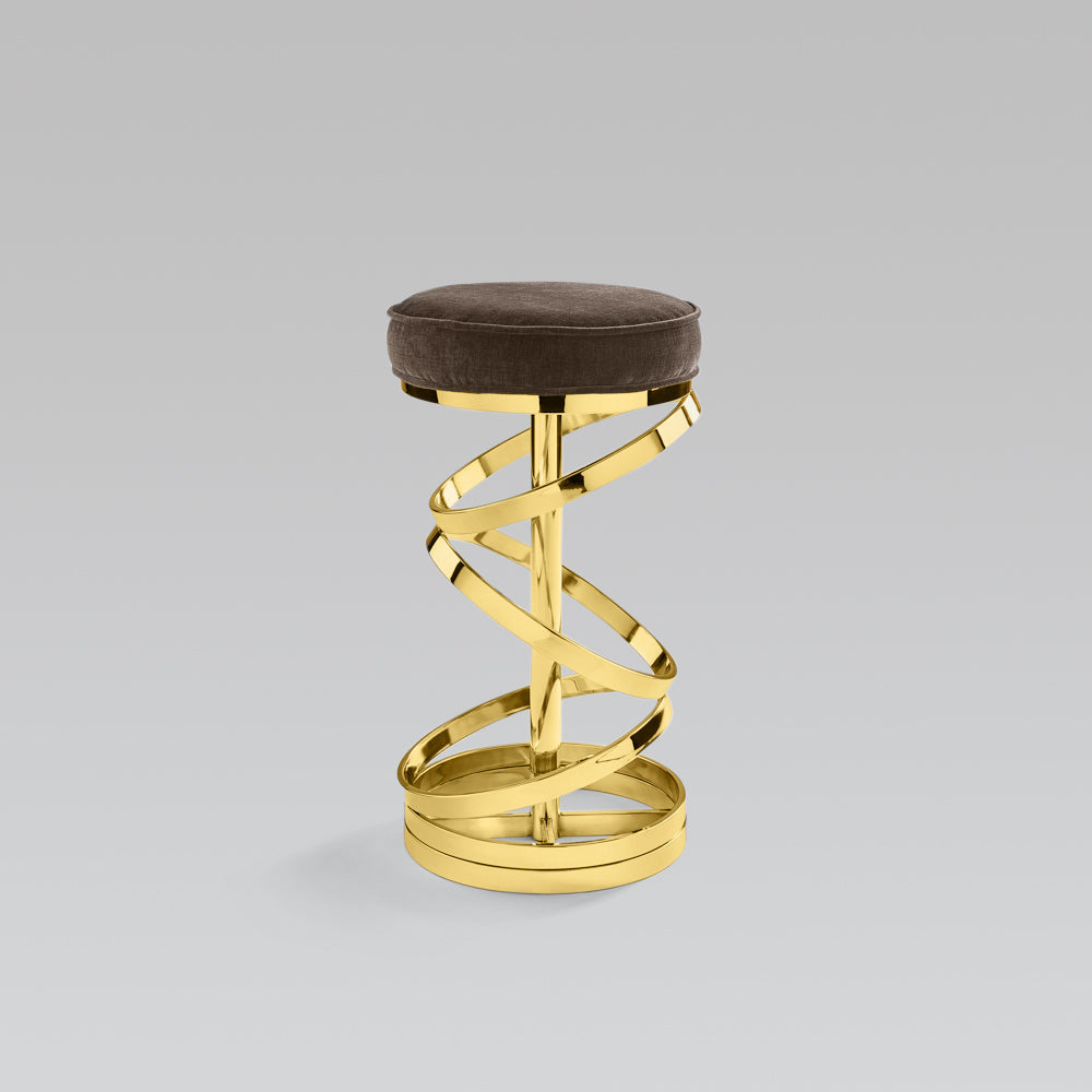 GLAM counter stool Java-chocolate Polished gold frame - modern gold counter stool | Image 1 | InSTYLE Home & Rugs