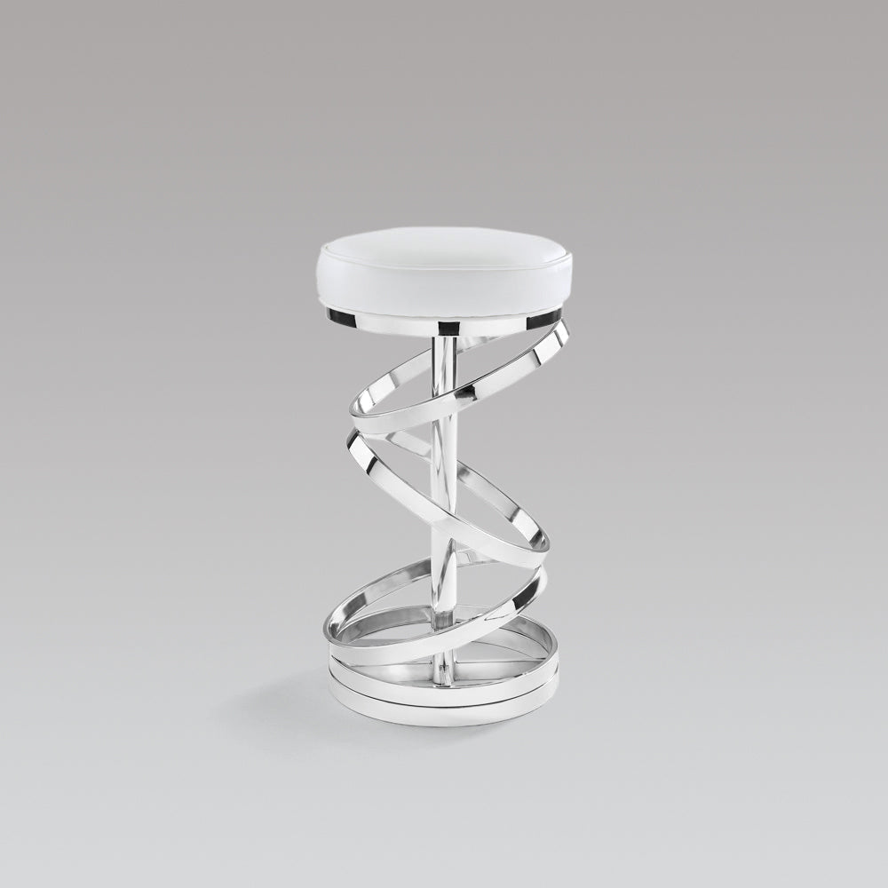 GLAM BAR stool White Aspen PU Polished silver frame | InSTYLE Home & Rugs
