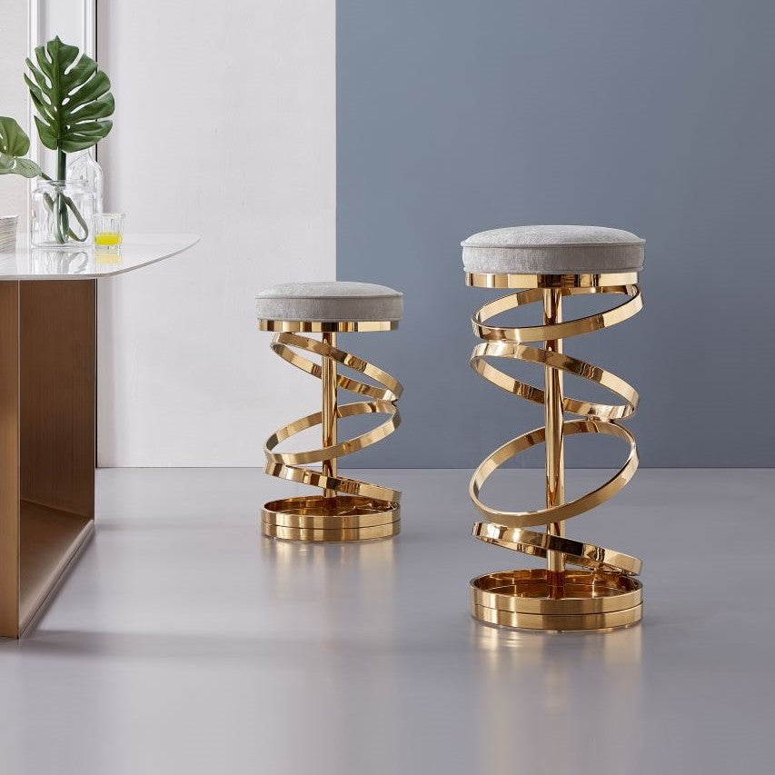 GLAM counter stool GY-COU-8530G Ivory linen gold frame - sleek stools for kitchen bars | Image 1 | InSTYLE Home & Rugs