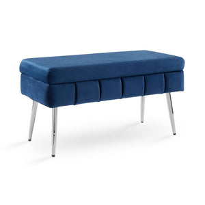 MARCELLA STORAGE BENCH GY-BEN-2023 Dark navy blue with Chrome legs - perfect for entryways or patios | Image 2 | InSTYLE Home & Rugs