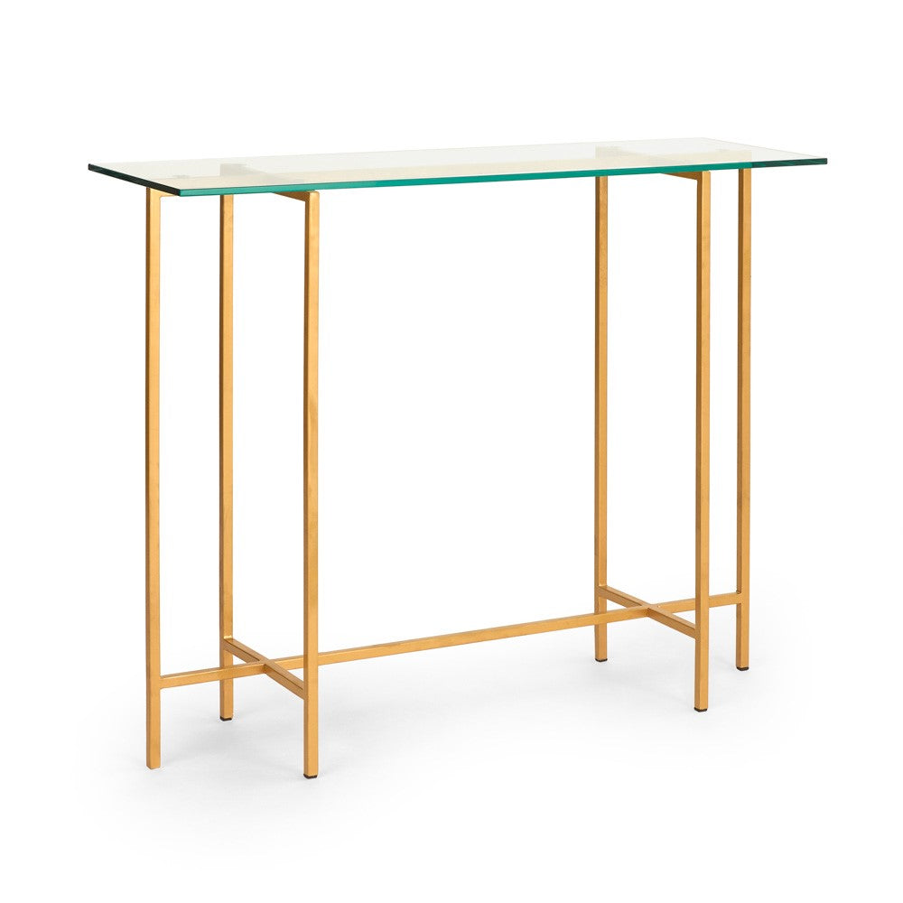 Ida Glass Top Console Table Non Kd Gold Frame | InSTYLE Home & Rugs