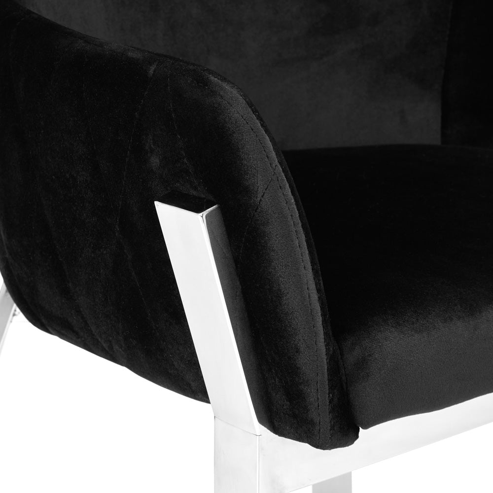 VIVIANNA DINING CHAIR Grey Velvet Polished Steel legs | InSTYLE Home & Rugs