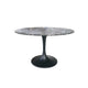 Valencia Round Dining Table - Black Marble/Sleek Matte Black Base