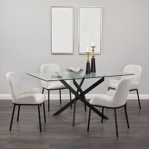 Bennett Dining chair GY- DC-2943 Light Grey Linen black matt metal legs - elegant seating for dining areas | Image 1 | InSTYLE Home & Rugs