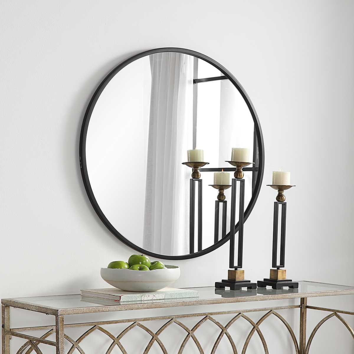 Mirror 37 x 37 (Round) - perfect for enhancing light and creating a sense of space | Image 3 | InSTYLE Home & Rugs