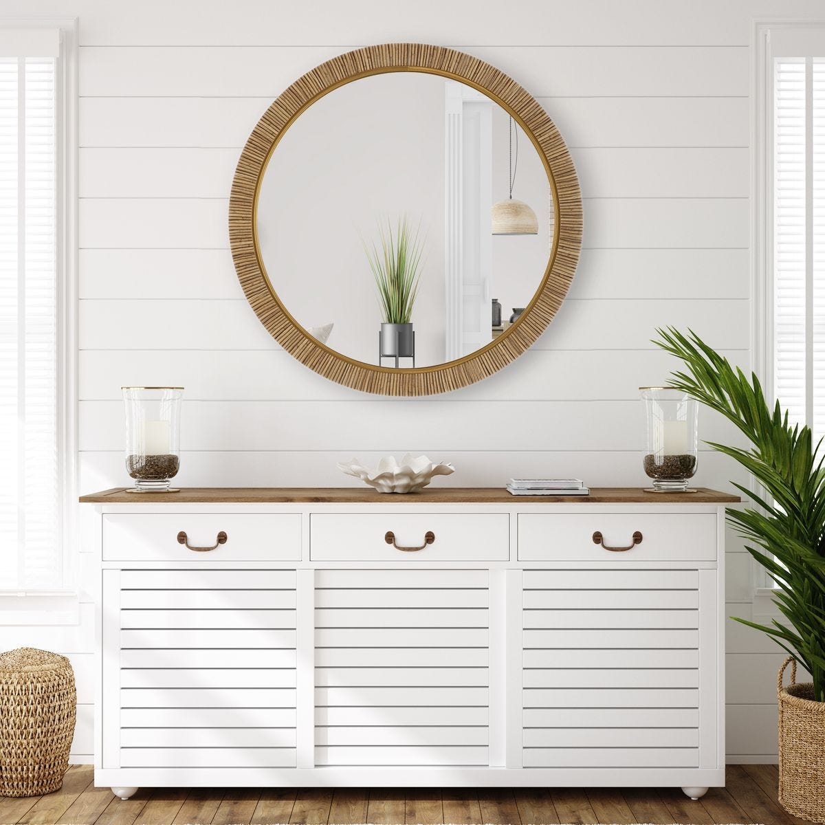 Mirror W00602 - perfect for enhancing light and creating a sense of space | Image 1 | InSTYLE Home & Rugs
