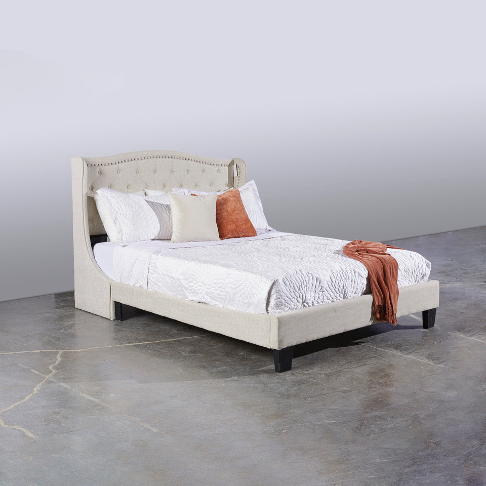 MABEL Bed King Beige linen fabric | InSTYLE Home & Rugs