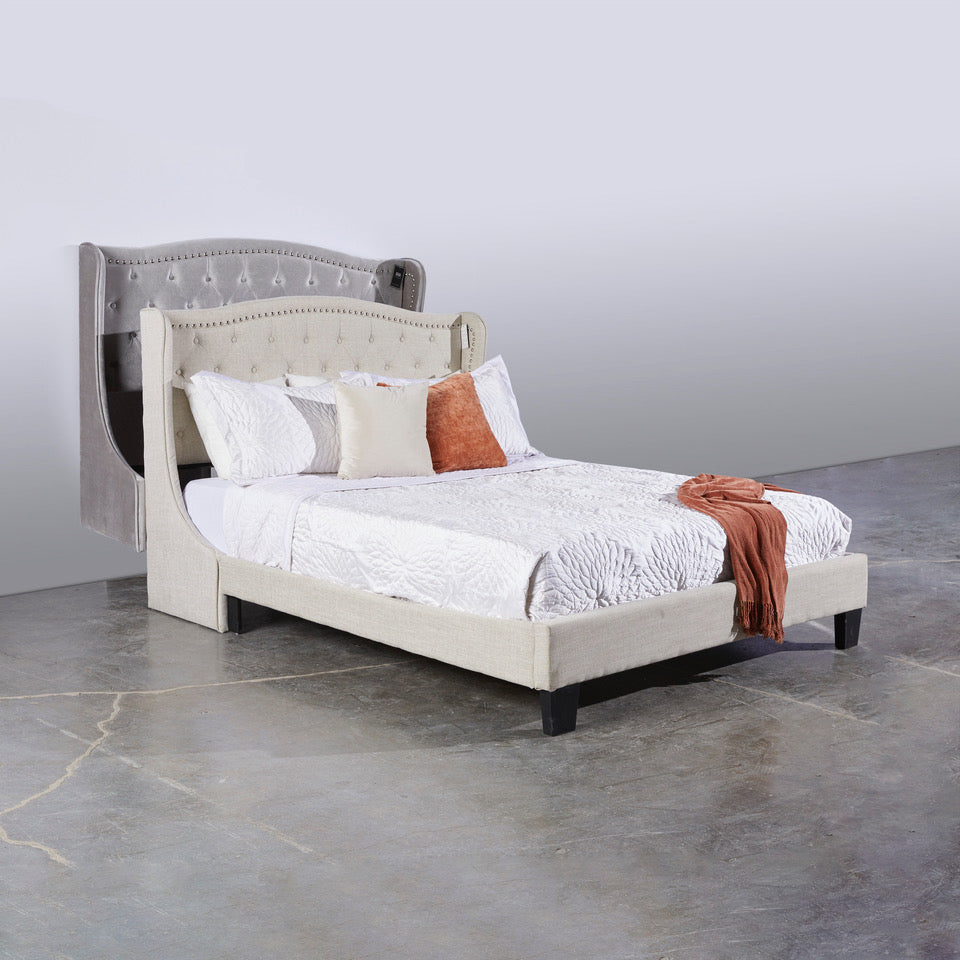 MABEL Bed King grey velvet - modern grey bed | Image 1 | InSTYLE Home & Rugs