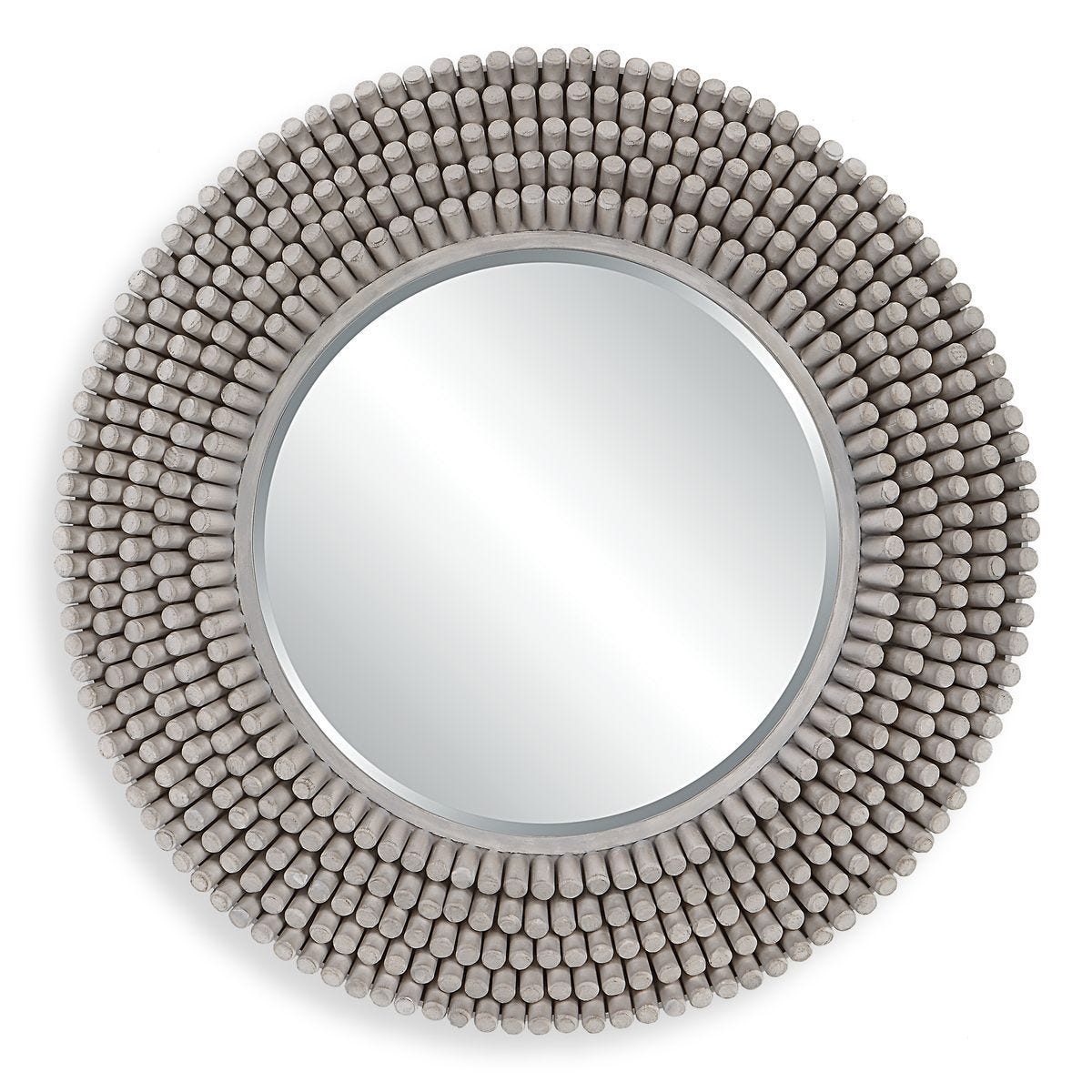 Portside Round Mirror, Gray - perfect for enhancing light and creating a sense of space | Image 1 | InSTYLE Home & Rugs