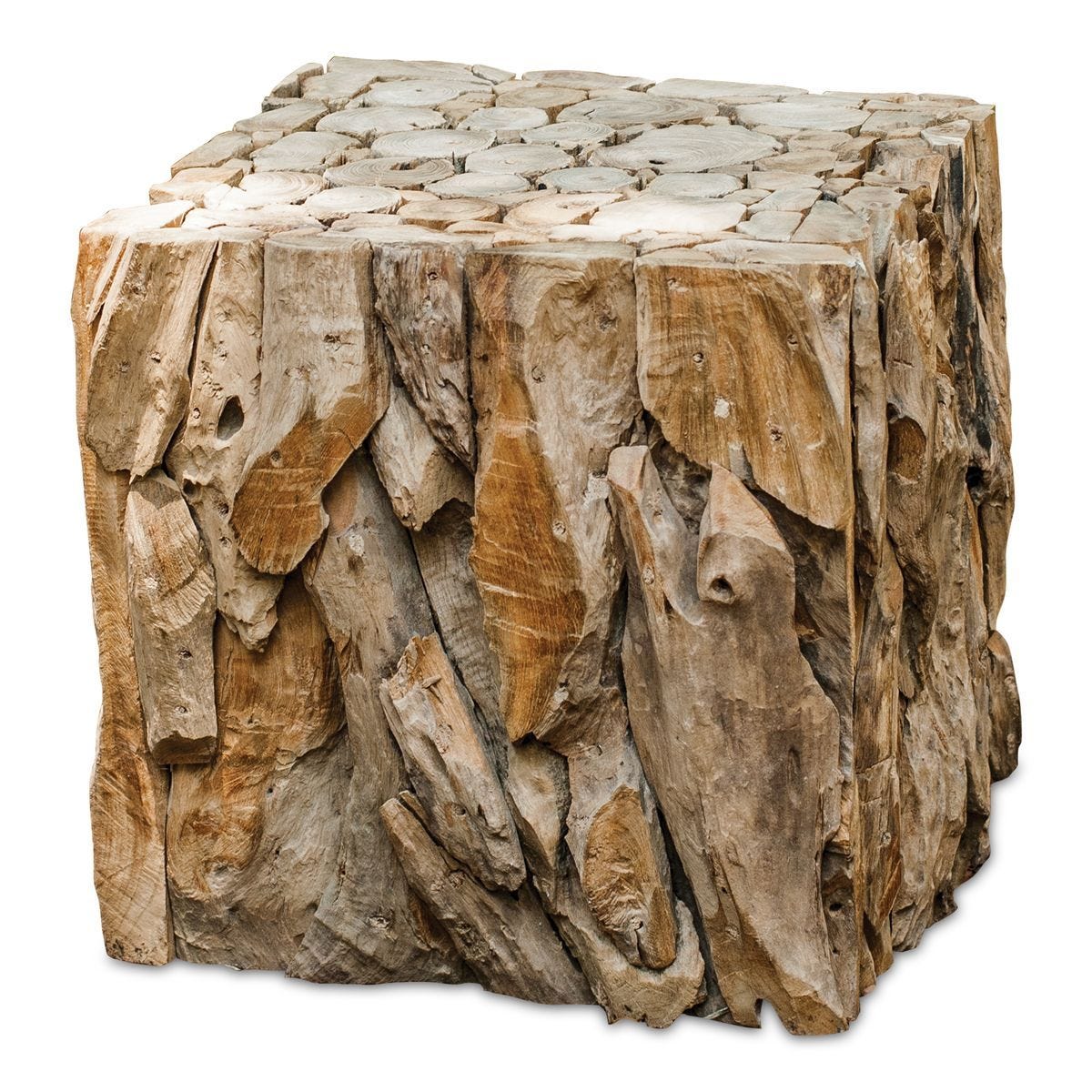 Teak Root Bunching Cube, Natural - accent tables for living rooms | Image 1 | InSTYLE Home & Rugs