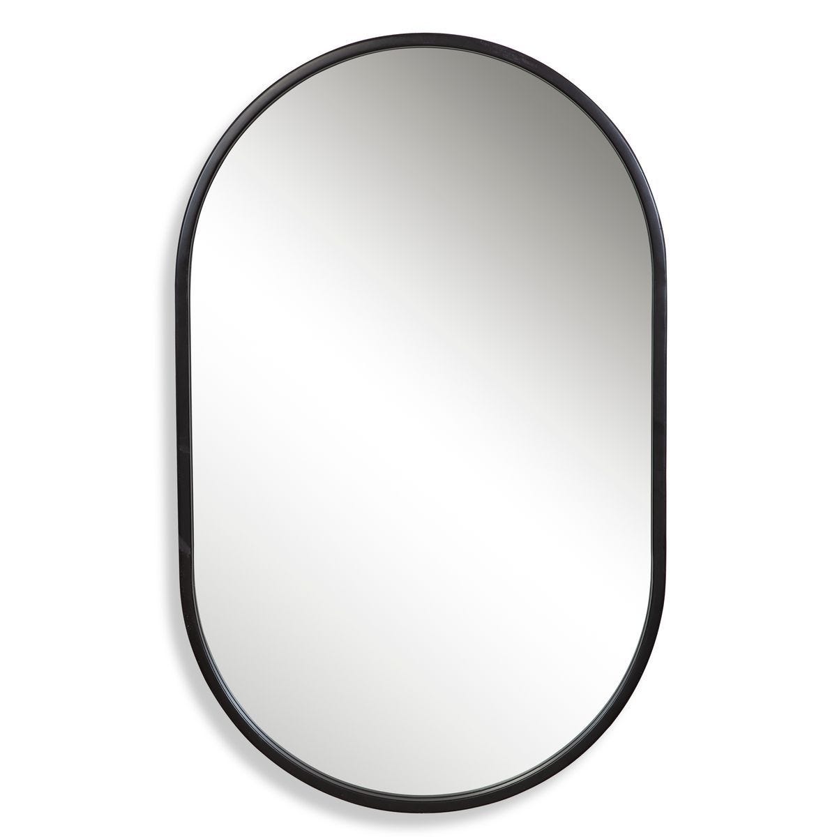 Varina Oval Mirror, Black - perfect for enhancing light and creating a sense of space | Image 1 | InSTYLE Home & Rugs