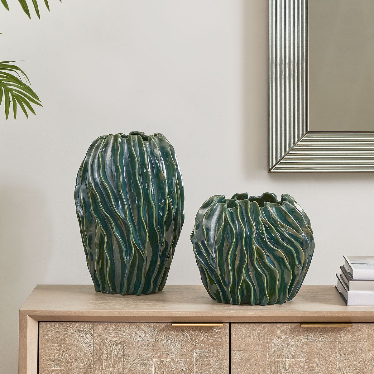 Veridian Ridge Indoor-Outdoor Vases, S/2 - modern accessories for a personalized living space | Image 1 | InSTYLE Home & Rugs